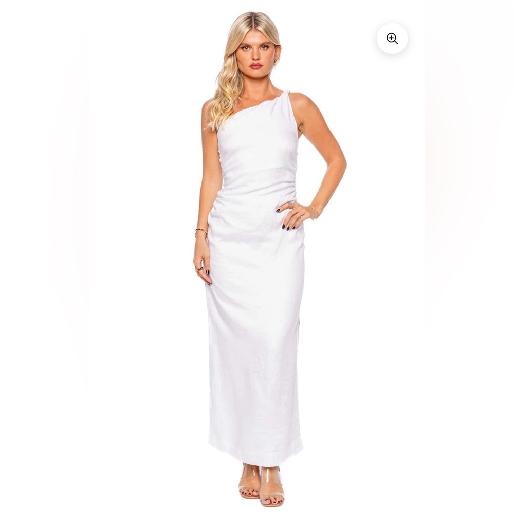 faithfull the brand jomana midi dress in white linen new with tags!